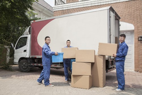 Moving van outside a Battersea apartment building