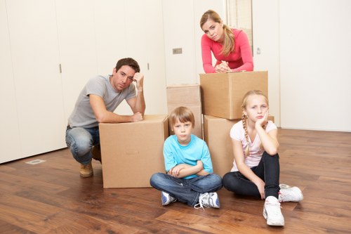 Packed boxes and moving supplies for Battersea removals