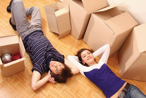 Office furniture and equipment prepared for a commercial move